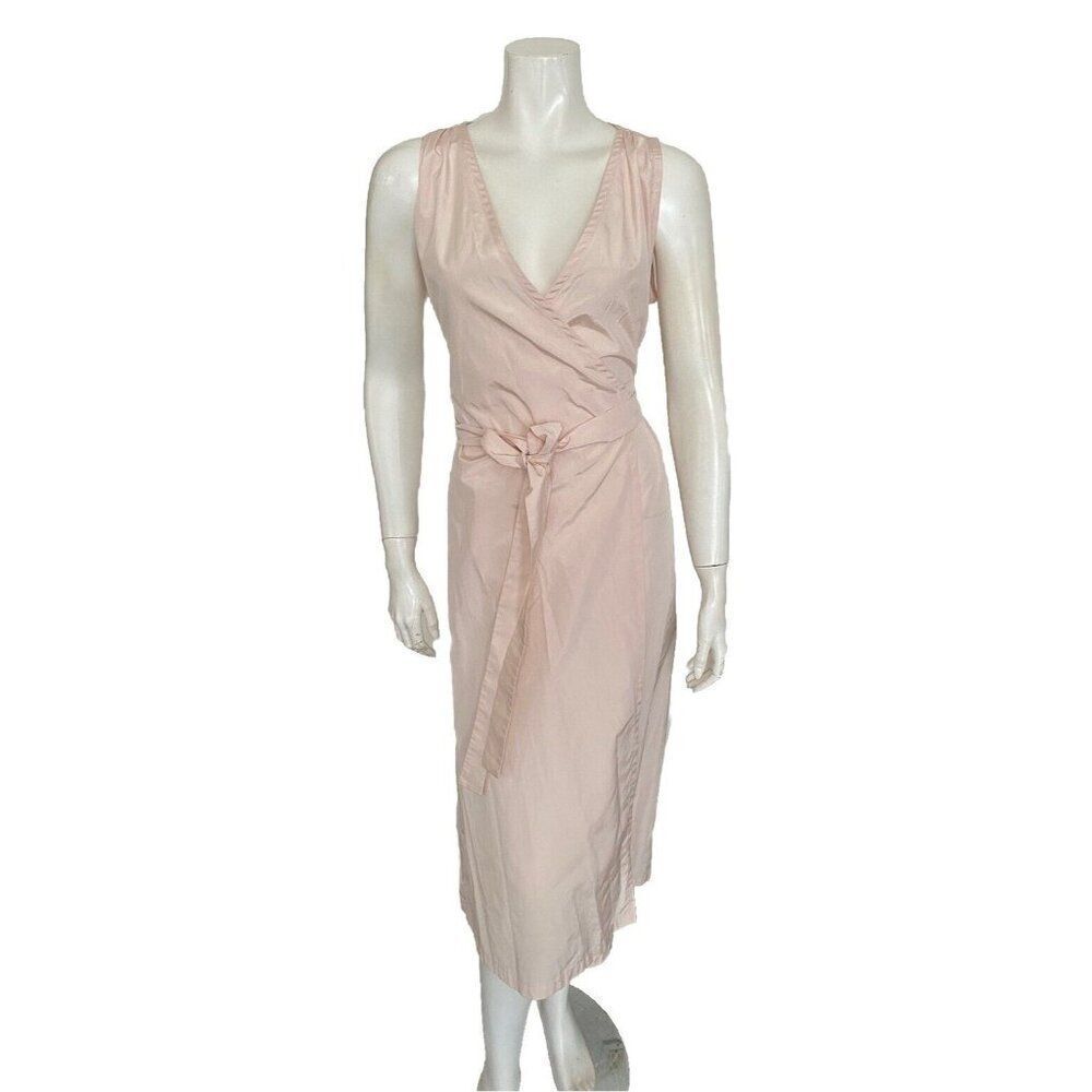Max Mara Dress Light Pink Silk Blend Wrap Size 8 Sleeveless Mid Length